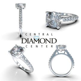 Central Diamond Center VOUS Cushion Cut Solitaire Engagement Ring, Sterling Silver w/Pure Brilliance Zirconia-Size 7.5