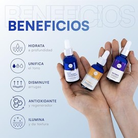 MIST JEWEL Kit de Skincare con 3 Serums Faciales: Vitamina C, Retinol y Ácido Hialurónico + Vitamina E | Rutina de sueros faciales Antiedad, Hidratant