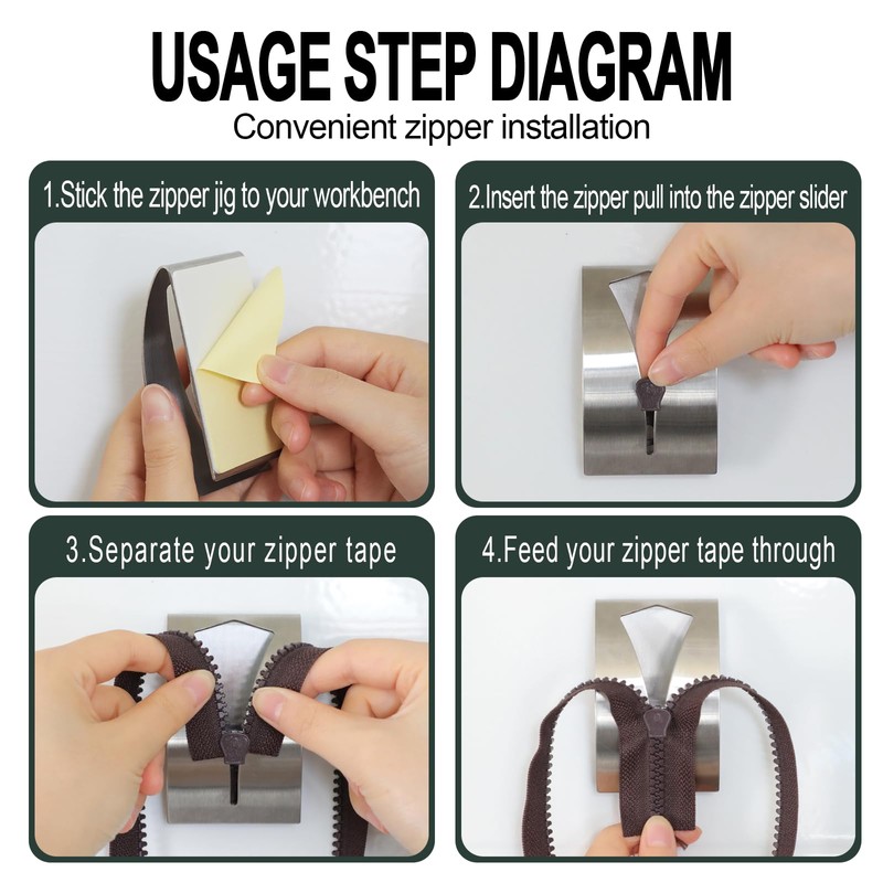 SINSETU Zipper Jig Tool, Quick Zipper Jig Sliders for Zipper