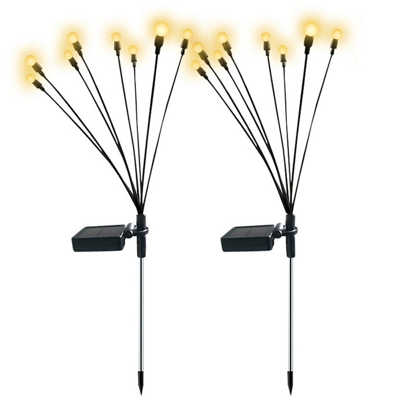 Solar firefly warm light 6-head ground lamp 2 packs Fireflies