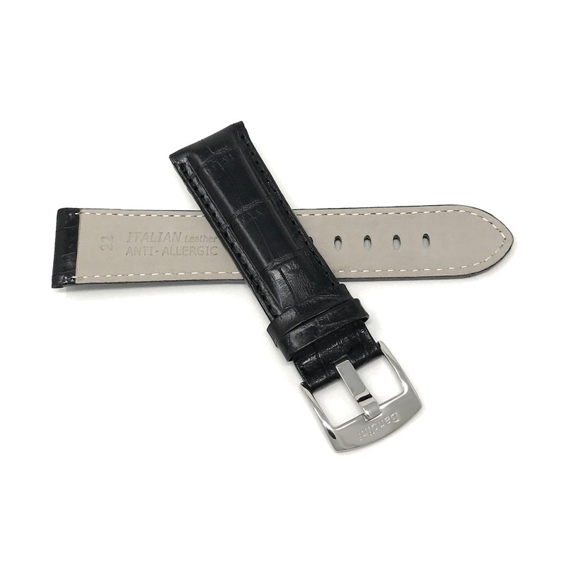 Bandini 18mm Mens Italian Leather Watch Band Strap - Black