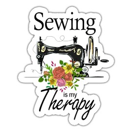 Sewing is My Therapy Vinyl Waterproof Sewing Machine Sticker Decal 3Inch for Laptop Wall Car