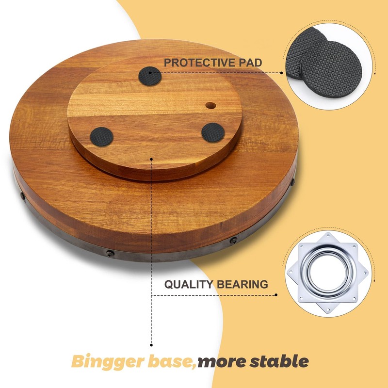 Acacia Wood Lazy Susan - 10 Inch Decorative Turntable for