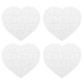 NUOBESTY 4 Sets Blank Puzzles Heart Shaped White Jigsaw Puzzles Kids Color- in Crafts Projects for Boys Girls Graffiti Drawing Photo Heat Transfer