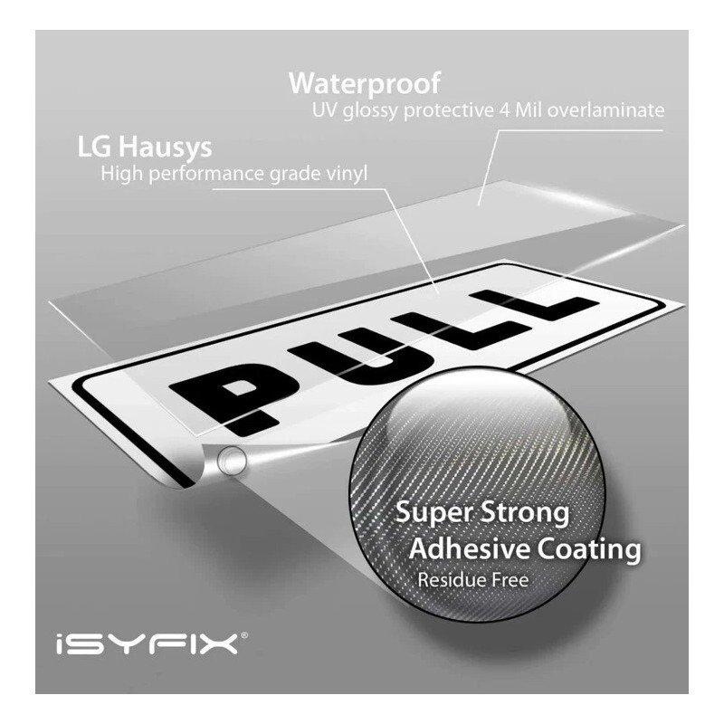 Push Pull Door Horizontal Stickers Sign – 2 pack 5”x2”