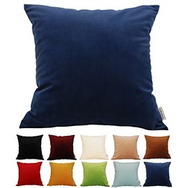 TangDepot Solid Velvet Throw Pillow Cover/Euro Sham/Cushion Sham, Super Luxury Soft Pillow Cases, Many Color & Size Options - (16"x16", Navy Blue)