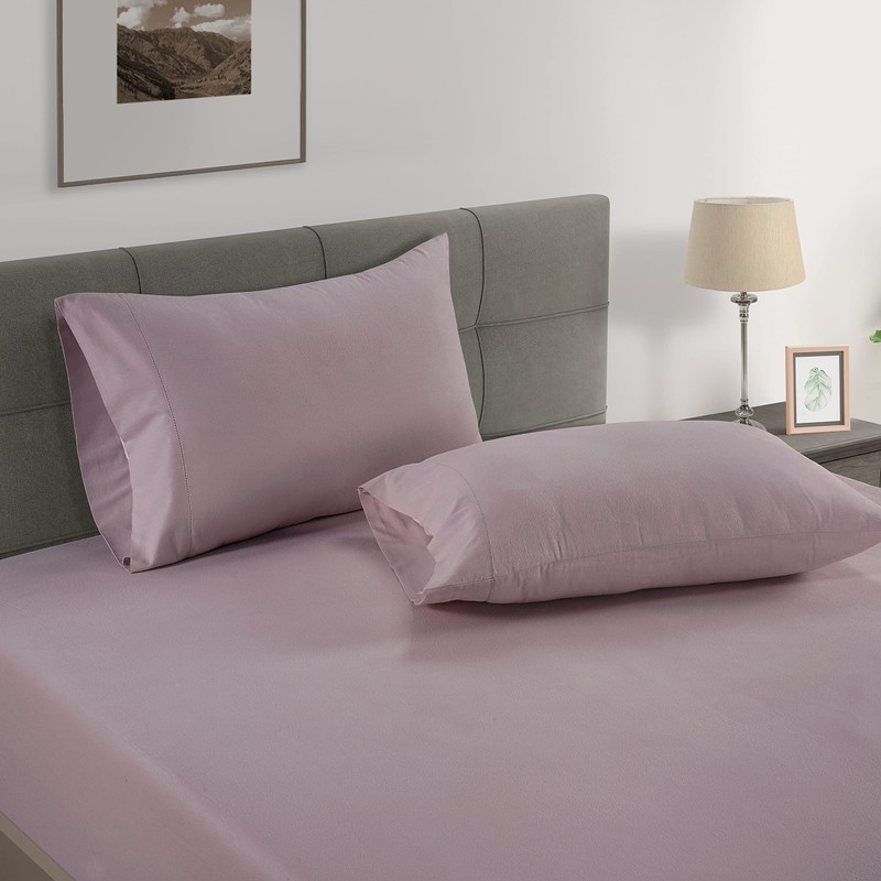 Lane Linen 100% Organic Cotton Twin Fitted Sheets, Lilac, 2-Piece