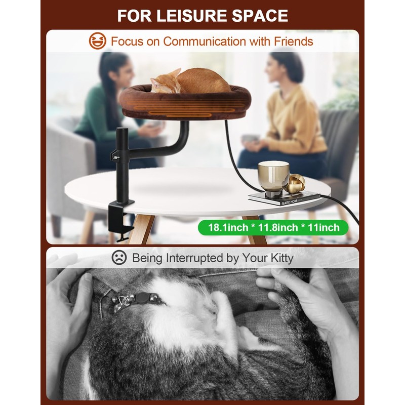 stohot Heated Cat Bed for Desk Indoor, Heated Pet Bed