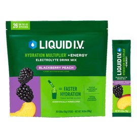 Liquid I.V. Hydration Multiplier + Energy Drink Mix, BlackBerry Peach (26 Pack)