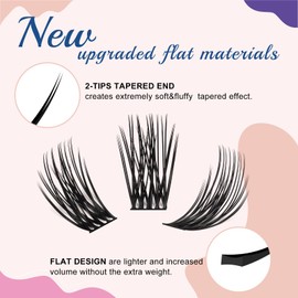 Crislashes Eyelash Clusters 96Pcs, D Curl Lash Clusters 14mm Natural Look Individual Lashes, Extremely Soft Lash Clusters DIY Lash Extension for Self Application (Flat01-14mm)