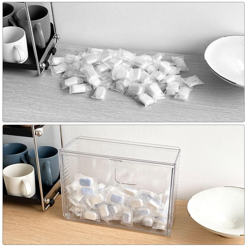 NINEWEEN Clear Dishwasher Detergent Pod Holder for Kitchen Cabinet, Plastic