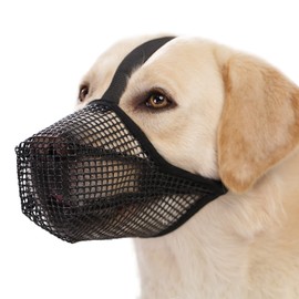 Crazy Felix Dog Muzzle, Soft Mesh Muzzle for Small Medium Large Dogs Labrador German Shepherd, Breathable Adjustable Mouth Guard for Biting Chewing Scavenging, Allows Panting and Drinking(Black, M)