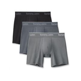 Tommy John Men's 3-Pack Second Skin Modal Boxer Brief, Black/Turbulence/Monument