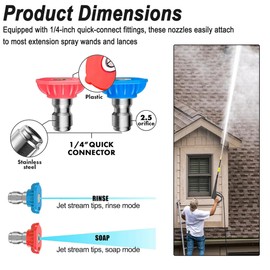 5000 PSI Universal Second Story High Reach Pressure Washer Nozzle Kit, Soap and Rinse, Replacement for Simpson Cleaning 80177, 1/4-Inch Quick Connect, Set of 2