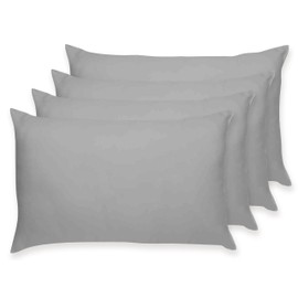 Rayyan Linen 4 Pack Pillow Cases 100% Egyptian Cotton 200 Thread Counts 50 x 75 cm (Grey Silver)