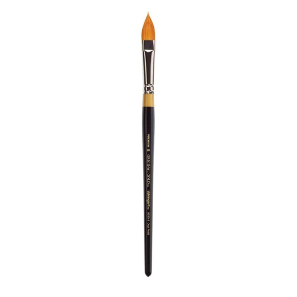 KINGART Premium Original Gold 9930-8 Oval Floral Petal Series Artist Brush, Golden Taklon Synthetic Hair, Short Handle, for Acrylic, Watercolor, Oil and Gouache Painting, Size 8