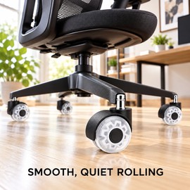 5 Pack 2 Inch Office Chair Caster Wheels, 11mm Stem 360° Swivel Soft Rubber Twin Rollers