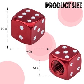 MEAJOO MEAJOO 8PCS Aluminum Dice Tire Valve Stem Caps, Universal Aluminium Alloy Dustproof Tire Valve Stem Covers for Cars, SUV, Trucks, Bikes, Motorcycles, Bicycles(Red)
