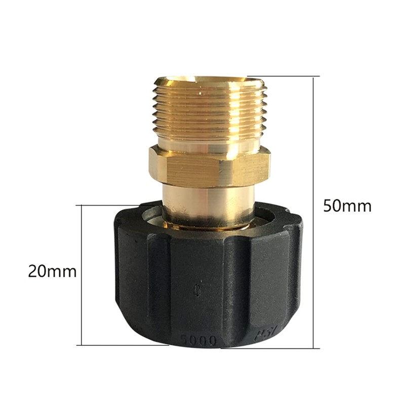 5000PSI Pressure Washer Adapter, Metric M22 15mm Female Thread to