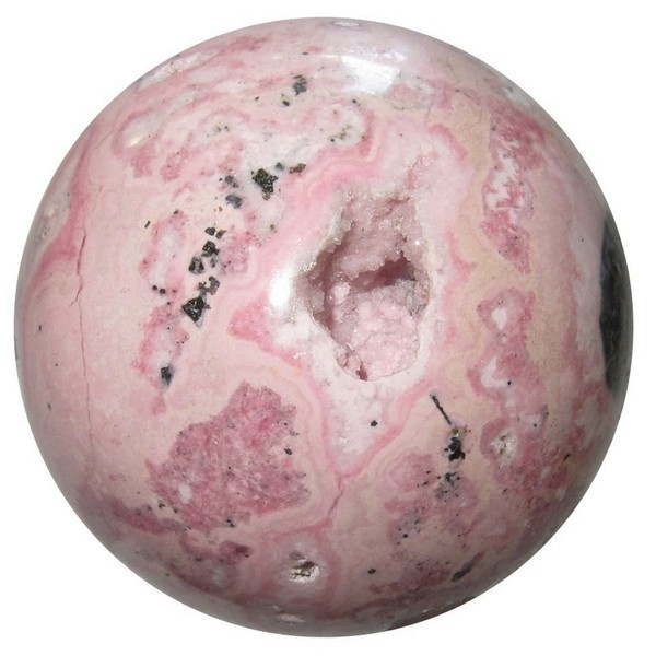 Satin Crystals Rhodonite Sphere Healer Pink Geode Crystal Ball 2.25-2.5 Inches