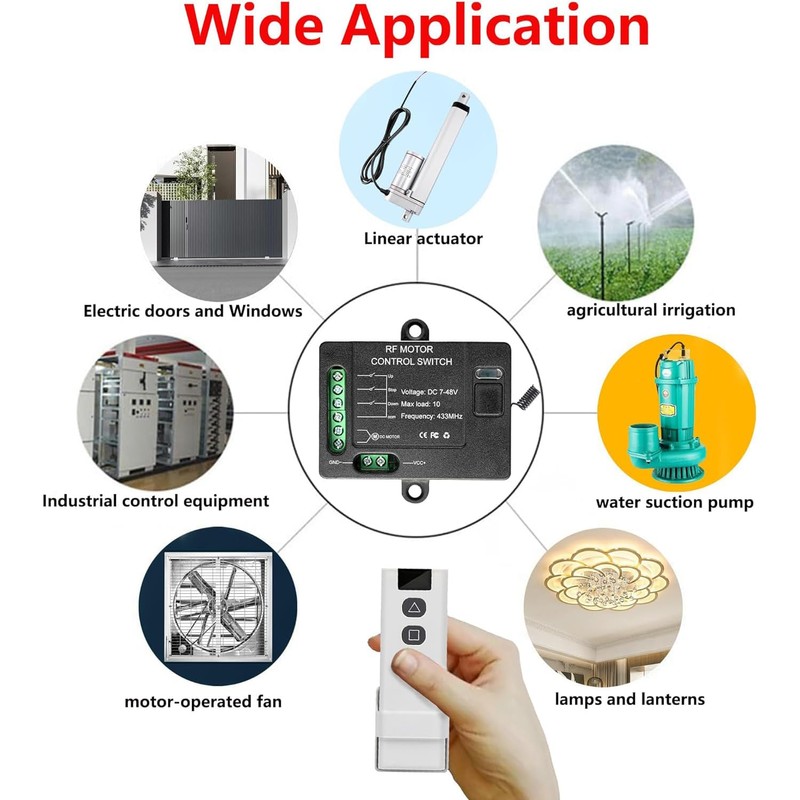 Forward Reverse Remote Control Switch,DC7V-48V 10A Switch,Linear Actuator 12V Remote