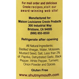 CREOLE MUSTARD - All Natural Gourmet Creole Ground Mustard, Fat Free and Mildly Spicy Mustard, Maison Louisianne Shut-My-Mouth Mustard, 10oz