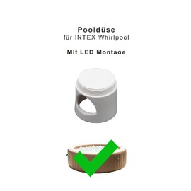 Pool nozzle suitable for Intex Whirlpools, angled for better circulation and cleaning, including external thread for mounting pool lighting