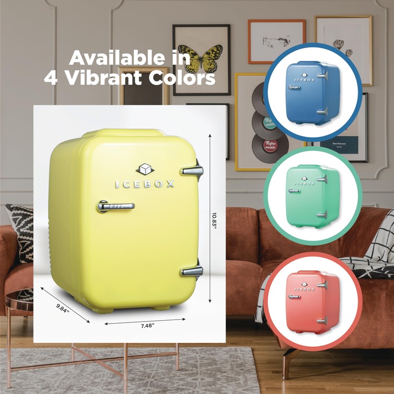 ICEBOX IBMF4SUN 4-Liter Fridge Cooler/Warmer, Portable Holds, Compact for Skincare,