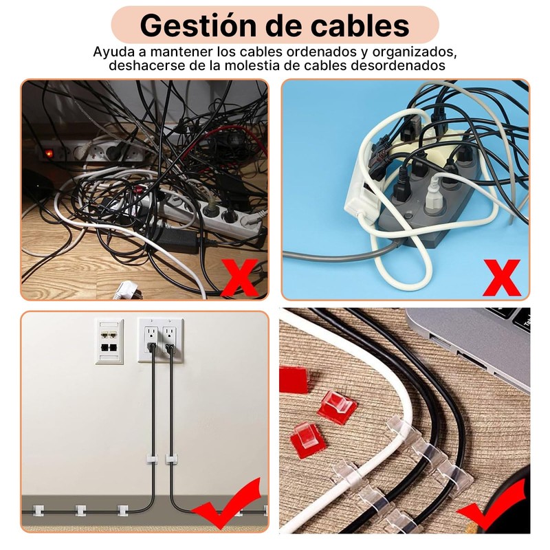 OSALOLO 55 Piezas Clips Organizadores de Cables Autoadhesivos, Soportes de