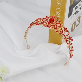 Red Crown, Red Tiara for Women, Tiaras for Girls Princess Crown,Tiara Crown Birthday Tiara for Women,Tiaras and Crowns for Women Princess Crowns for Girls Crown Costume Goddess Crown Crystal Crown