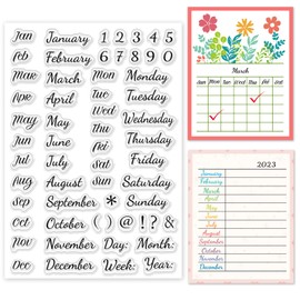 INFUNLY Date Week Month Clear Stamps Number Symbol Rubber Clear Stamps for Card Making Transparent Seal Stamps for Holiday Card Making DIY Scrap-booking Album Decoration