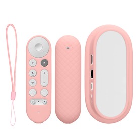 kwmobile 2X Hülle für Fernbedienung und Streaming Gerät kompatibel mit Google TV Streamer 4K - Silikon Case Set für TV Zubehör in Altrosa