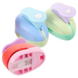 Angoily 3pcs Manual Paper Punch Crafting Puncher for DIY Greeting Cards Includes Round Flower and Heart Shapes for Scrapbooking and Creative Projects