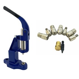 Essential Rivet Setting Kit with Hand Press Machine 4 Rivet Dies and 2 mm Hole Punch Leather Rivets Single Round Cap Metal Stud Fasteners for Bag Belt Wallet Jeans (Navy)