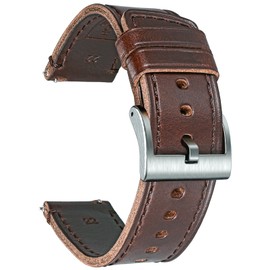 Soft Leather Watch Bands for Men, Horween Quick Release Leather Watch Strap Vintage Watch Replacement Wrap of 24mm