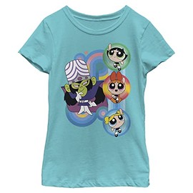 The Powerpuff Girls Girl's Rounds and Rounds T-Shirt, Tahi Blue, Medium
