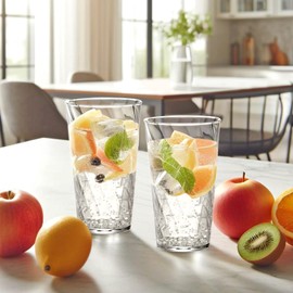Amazing Abby - Glacier - 18-Ounce Plastic Tumblers (Set of 8), Plastic Drinking Glasses, Mixed-Color Reusable Cups, Stackable, BPA-Free, Shatter-Proof, Dishwasher-Safe