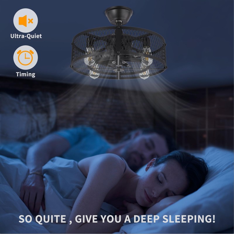 Depuley Outdoor Ceiling Fan with Light: 20" Caged Ceiling Fans