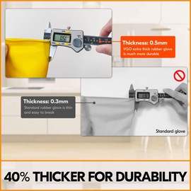 Reusable Household Cleaning Gloves,Rubber Dishwashing gloves,Extra Thickness,Long Sleeves,Kitchen Cleaning/Working/Painting/Gardening/Pet Care(Yellow, XL, 1Pair)