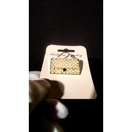 Unbranded Paving Handbag Pearls Simulated Exquisite Brooch Pin and Gold Foil Bag - VIDEO
