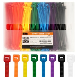 ALBO Multi Colored Zip Ties 6 Inch 800 Pack 40 lb, Neon Cable Ties Thick 0.14 Inch Tie Wraps UV Resistant Nylon Color Wire Ties for Craft