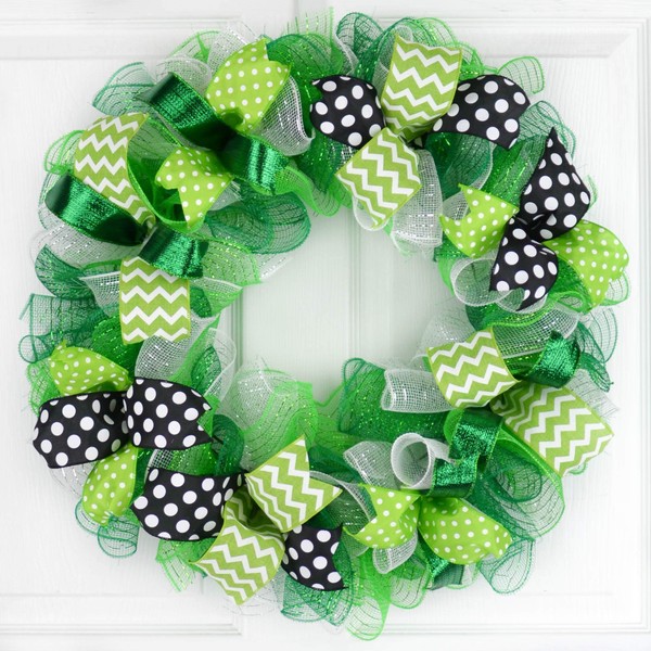 St Patricks Wreath - Saint Patrick's Day Mesh Door Wreath