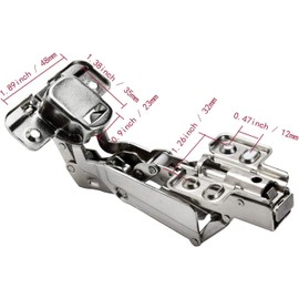 LUCKYBEE 175 Degree Hinge 2 Pack Concealed Hinges Slide Hinges Metal Core 35 mm Category with Catch Hydraulic Hardware (175 Degree - Half Cover)