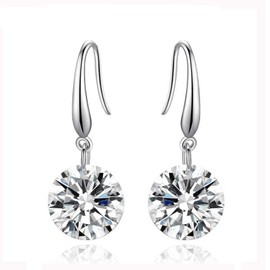 Savlano 925 Solid Sterling Silver Round Cubic Zirconia Dangle Drop Earrings For Women - Made in Italy Comes With Savlano Gift Box