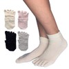 NAKAMAJITA Pure Silk 100% 5-Toe Socks, 5-Pair Set, 8.7-9.8 inches,