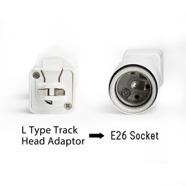 mirrea L Type Track Lighting Head to E26 Medium Screw Base Adapter Light Direction Adjustable Pack of 3 (White)