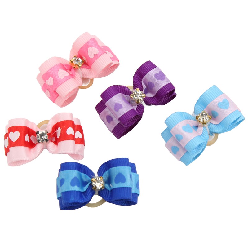 20pcs Pet Hair Bows Dog Grooming Bows with Rubber Bands