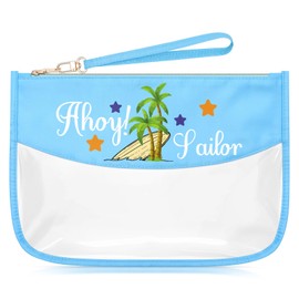 Sailor Gifts for Women Blue Makeup Bags with Zipper Boating Themed Decorations Cruise Ship Gifts Ideas Cosmetic Travel Bag Organizer Navy Sailor Birthday Vacation Present