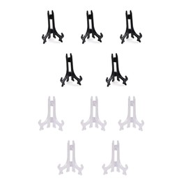 Ruwado 10 Pcs Plastic Easel Stand 3 Inch Clear Black Plate Holders for Displaying Pictures Photo Art Pieces Dish Certificates Posters Home Decoration Envelopes Small Boards Parties Décor (Black & Clear)