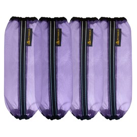 MIYABALA Fly Boots for Horses Set of 4,Universal Size Fine Mesh Horse Fly Boots with Nylon Stays,Fly Leggings for Horses with Fleece Trimming and Reflective Webbing (Purple)
